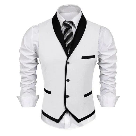 New Men's Suit Vest Slim Fit Waistcoat White